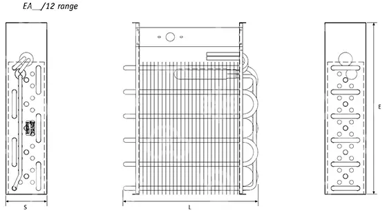 výparník statický Rivacold, EA840/12, 16 trubek, 120x640x400
